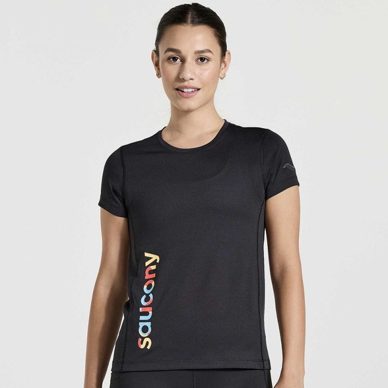 Saucony Stopwatch Graphic Short Sleeve Black Graphic | 637058-DXA