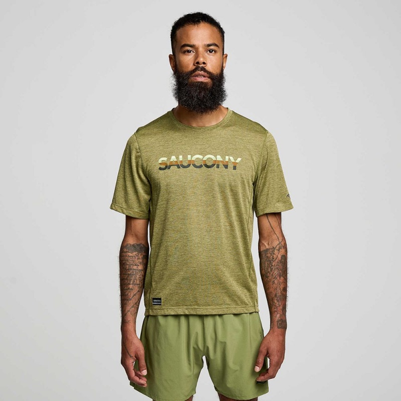 Saucony Stopwatch Graphic Short Sleeve Glade Heather Graphic | 125946-YVX