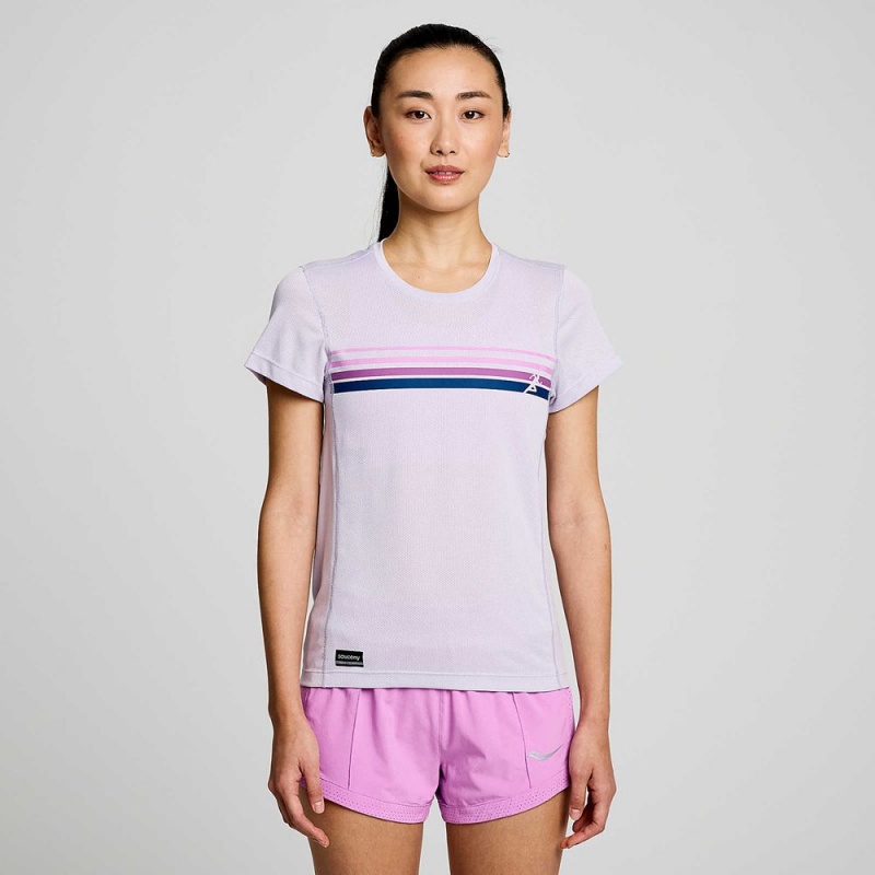 Saucony Stopwatch Graphic Short Sleeve Mauve Graphic | 394875-GIP