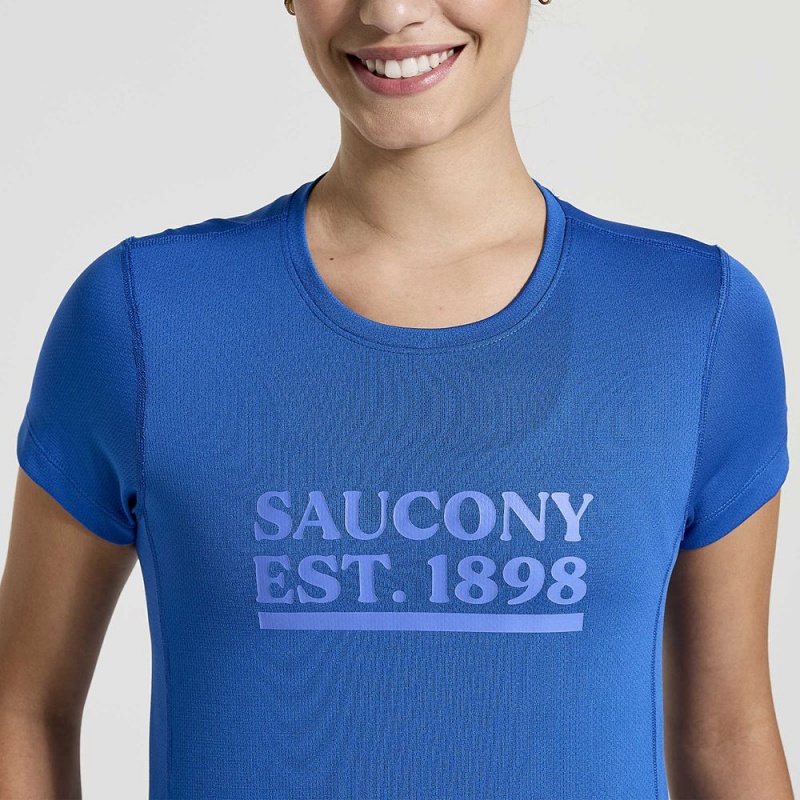 Saucony Stopwatch Graphic Short Sleeve Pool Graphic | 170486-PWF