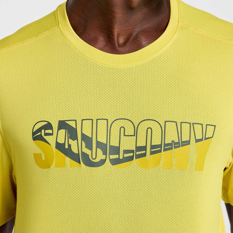 Saucony Stopwatch Graphic Short Sleeve Sulphur Heather Graphic | 892403-QCK