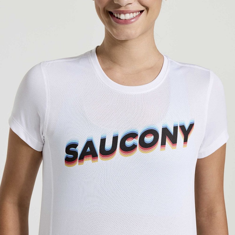 Saucony Stopwatch Graphic Short Sleeve White Graphic | 725016-NPV