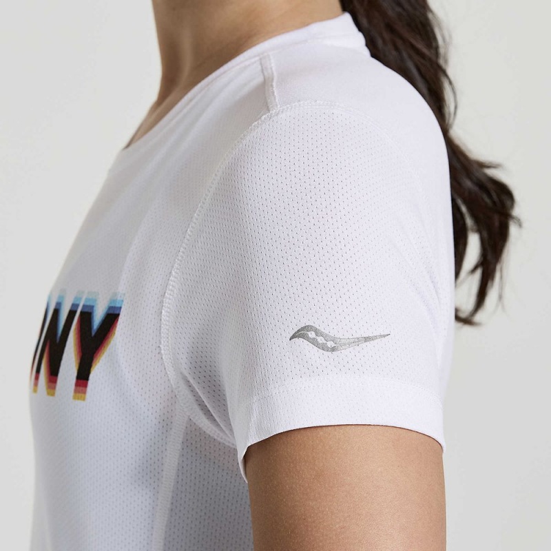 Saucony Stopwatch Graphic Short Sleeve White Graphic | 725016-NPV