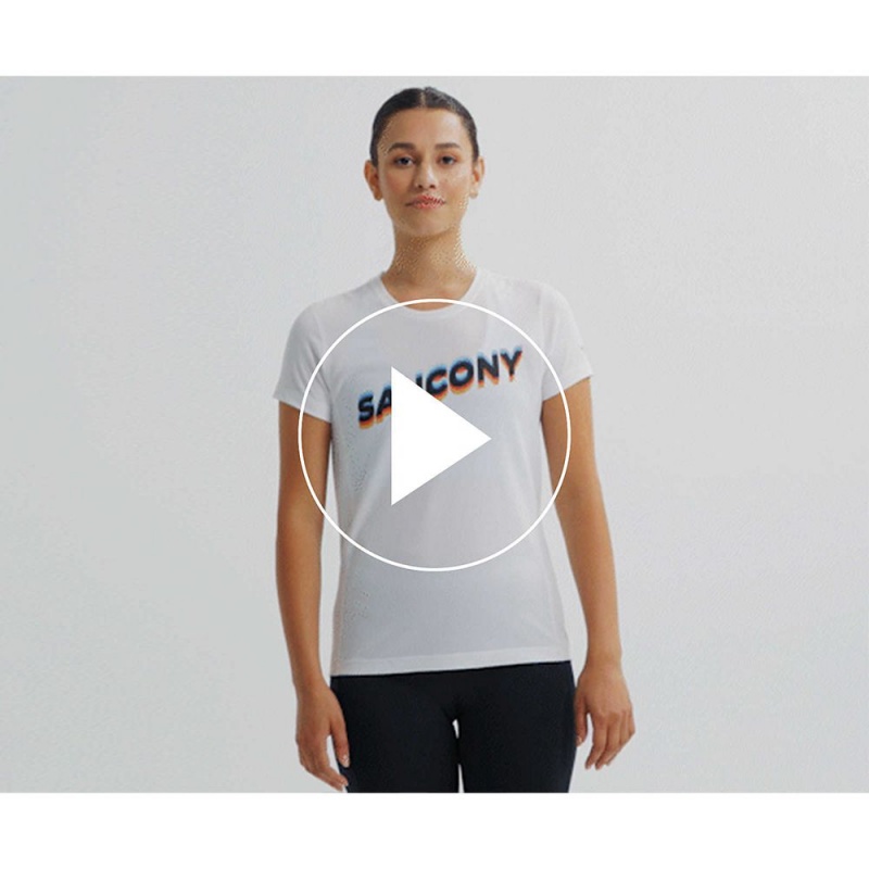 Saucony Stopwatch Graphic Short Sleeve White Graphic | 725016-NPV