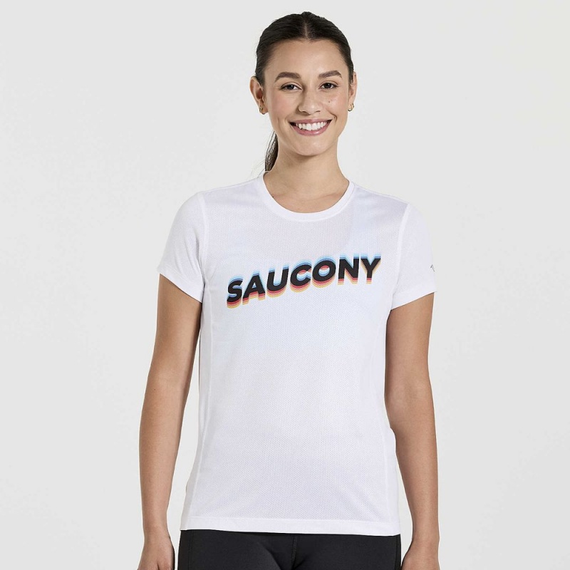 Saucony Stopwatch Graphic Short Sleeve White Graphic | 725016-NPV