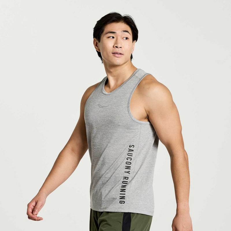 Saucony Stopwatch Graphic Singlet Light Grey Heather Graphic | 641528-FZV