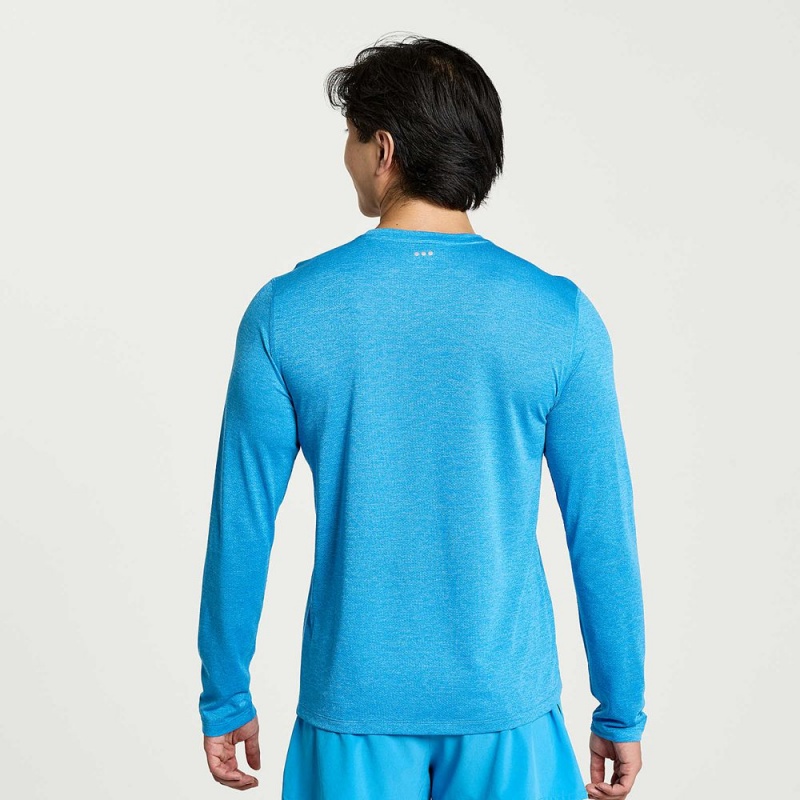 Saucony Stopwatch Long Sleeve Azure Heather | 764135-AOG