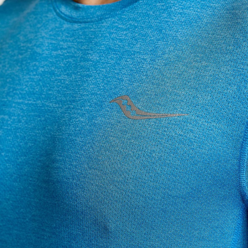 Saucony Stopwatch Long Sleeve Azure Heather | 764135-AOG