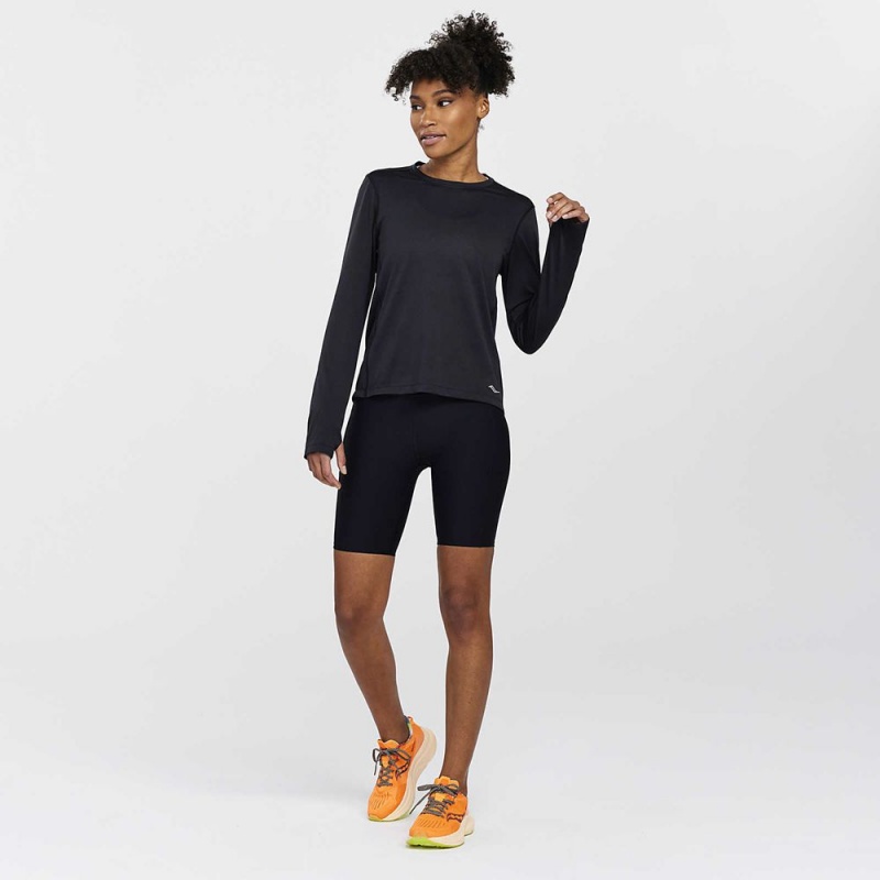 Saucony Stopwatch Long Sleeve Black | 570423-PBK