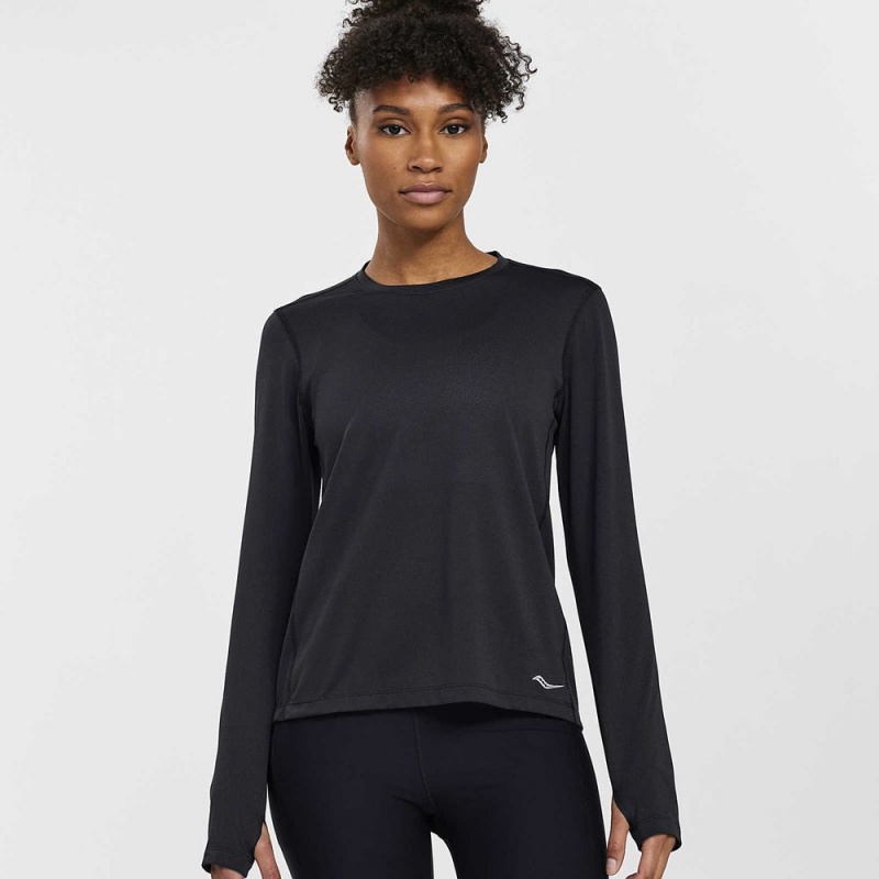 Saucony Stopwatch Long Sleeve Black | 570423-PBK