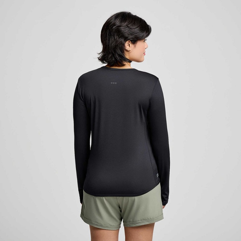 Saucony Stopwatch Long Sleeve Black | 781562-BQF