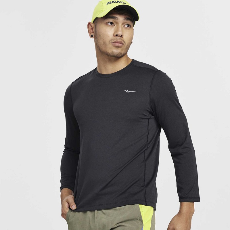 Saucony Stopwatch Long Sleeve Black | 786014-LSA