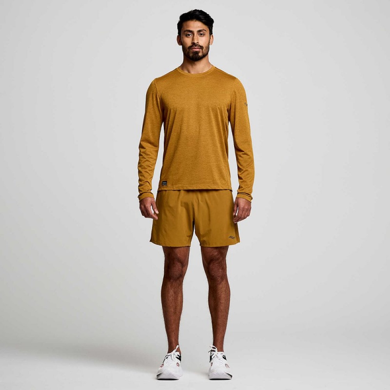 Saucony Stopwatch Long Sleeve Bronze Heather | 965437-YPJ