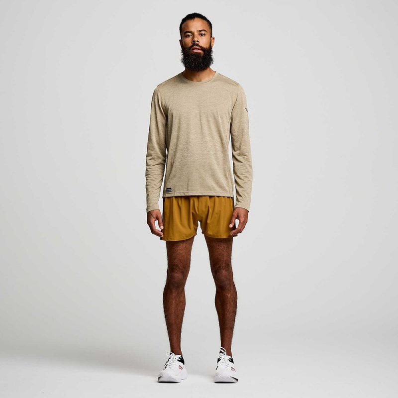 Saucony Stopwatch Long Sleeve Coffee Heather | 654203-XYS