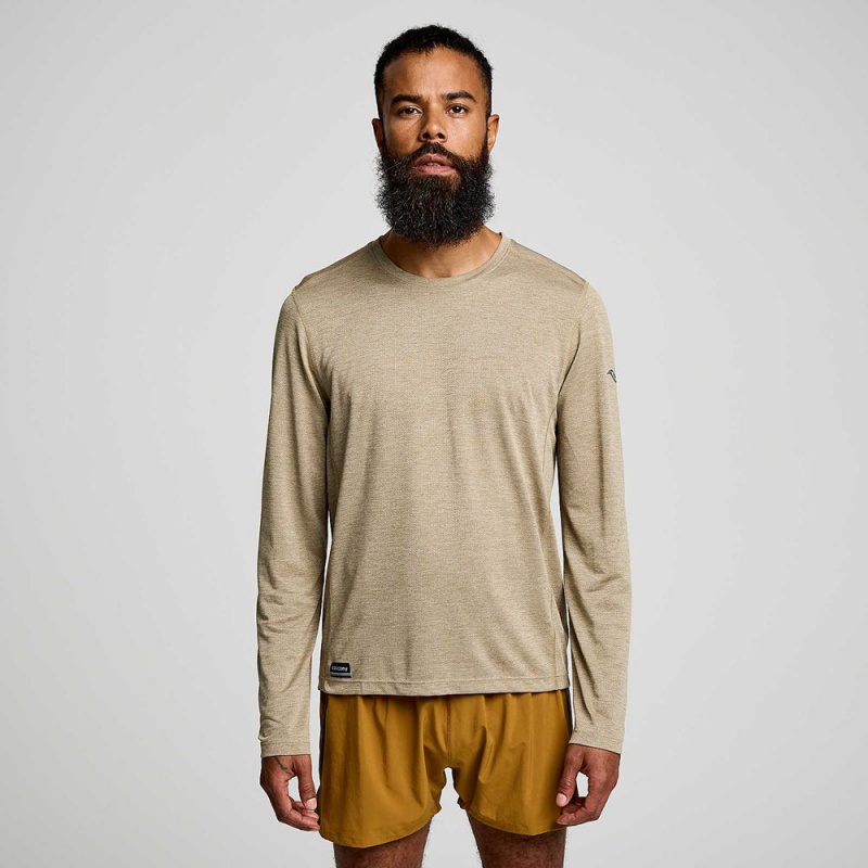 Saucony Stopwatch Long Sleeve Coffee Heather | 654203-XYS