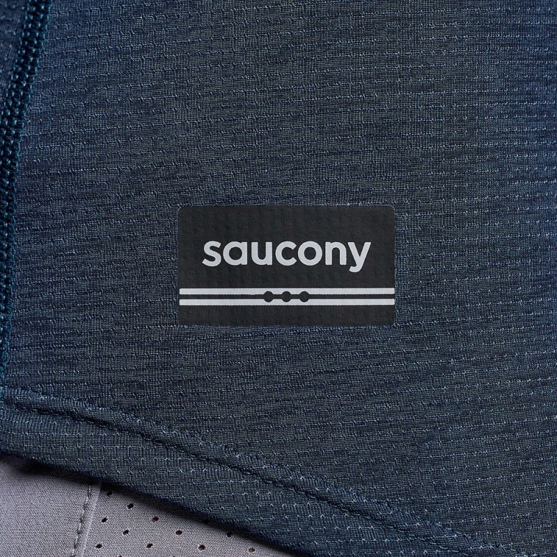 Saucony Stopwatch Long Sleeve Navy Heather | 574693-UVQ