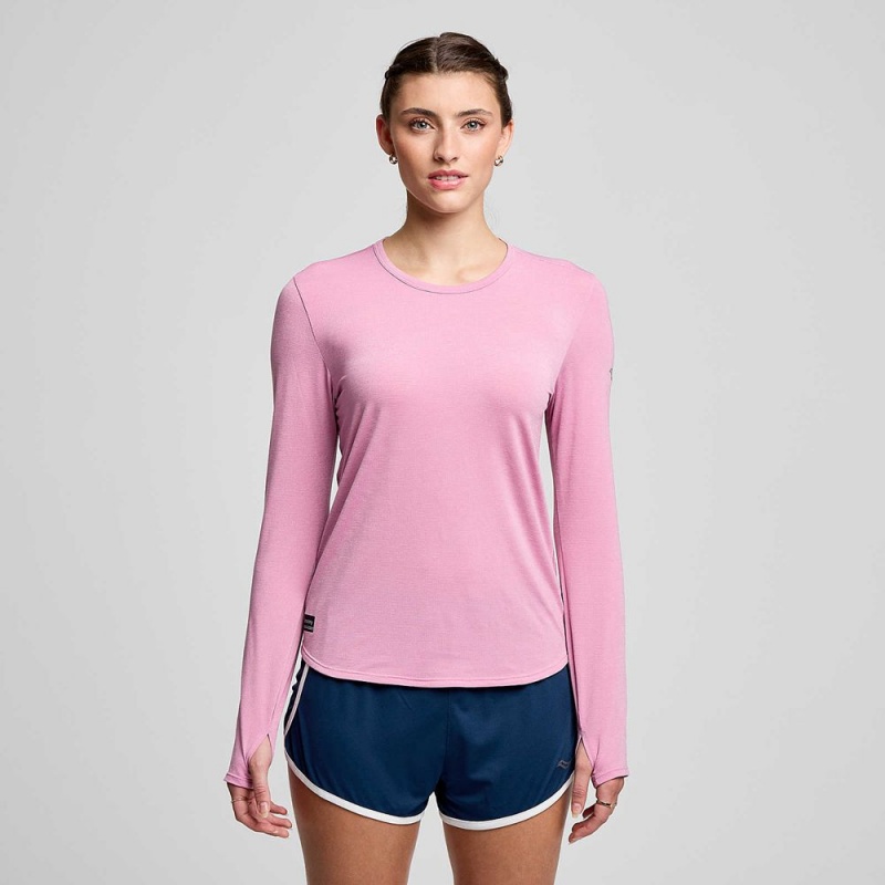 Saucony Stopwatch Long Sleeve Orchid Heather | 324961-PJV