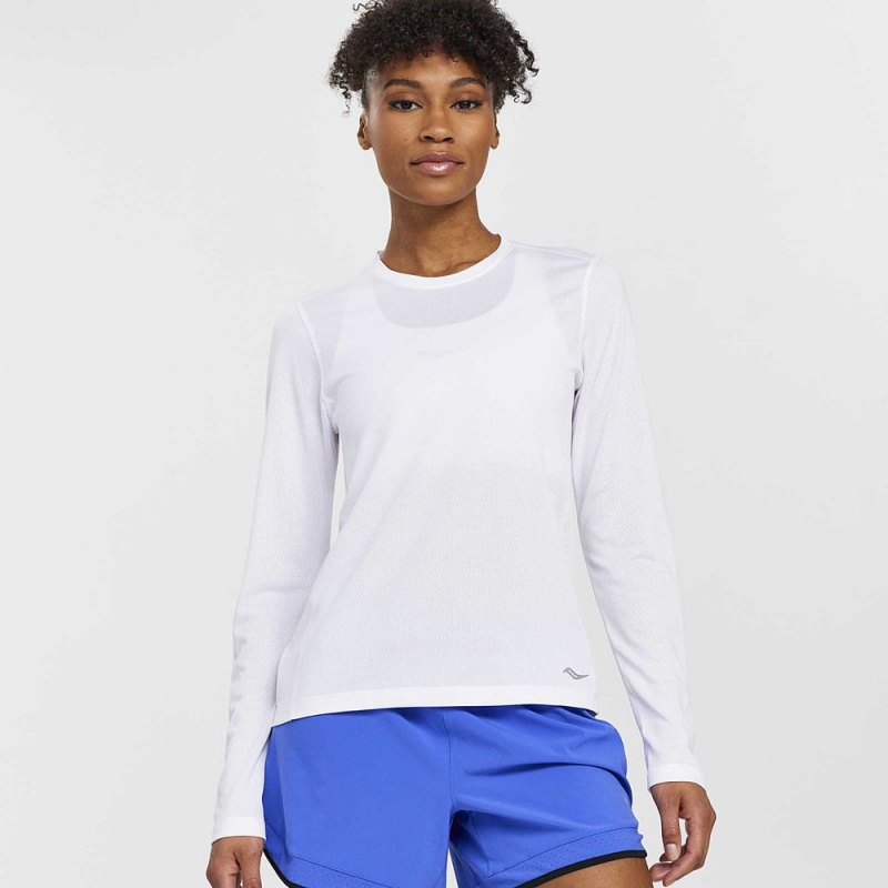 Saucony Stopwatch Long Sleeve White | 094751-HFJ