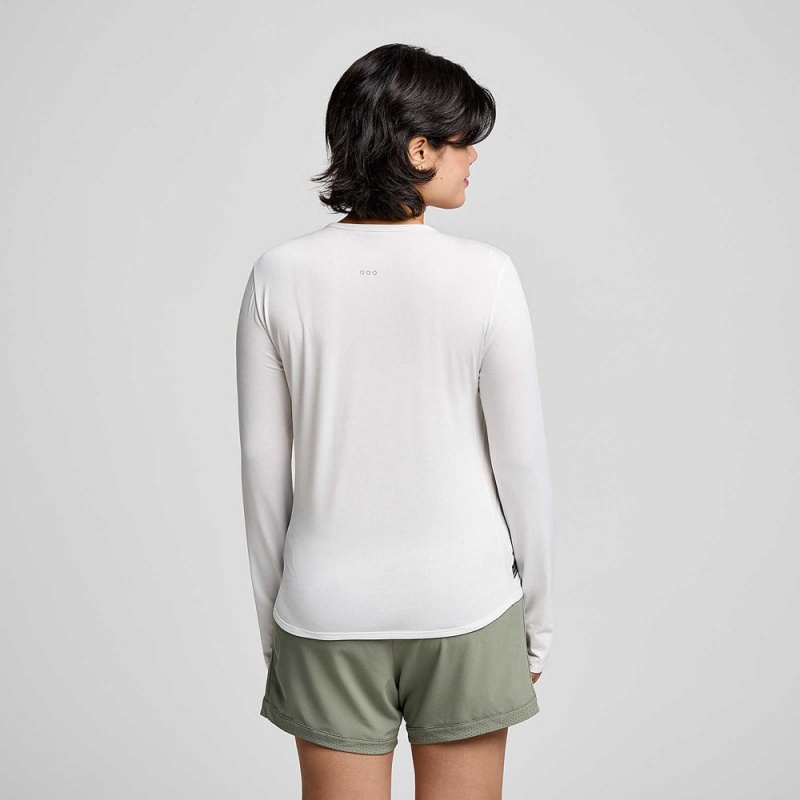 Saucony Stopwatch Long Sleeve White | 921645-HBL