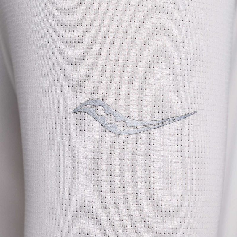 Saucony Stopwatch Long Sleeve White | 921645-HBL