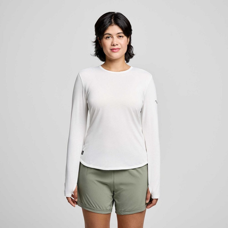 Saucony Stopwatch Long Sleeve White | 921645-HBL