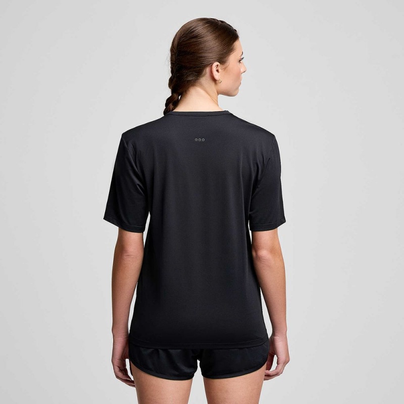 Saucony Stopwatch Short Sleeve Black | 651493-RVY