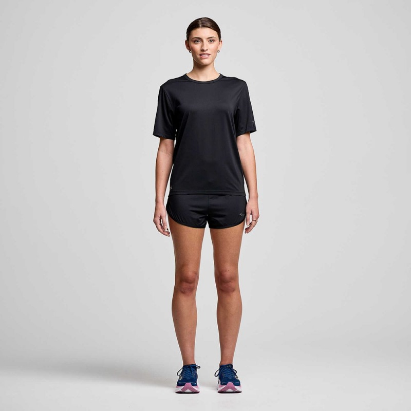 Saucony Stopwatch Short Sleeve Black | 651493-RVY