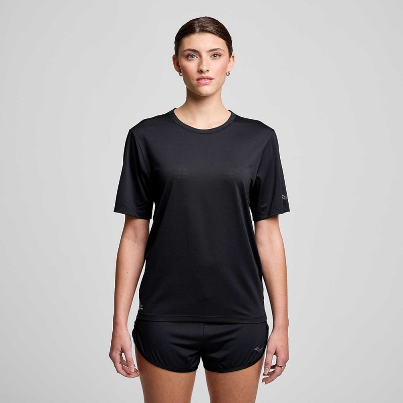 Saucony Stopwatch Short Sleeve Black | 651493-RVY