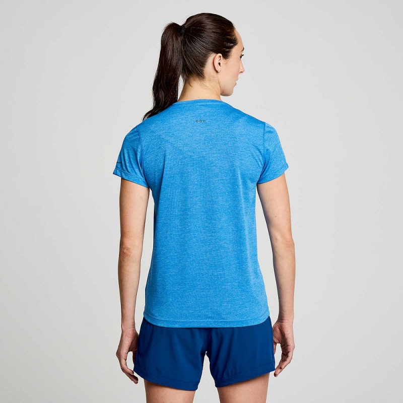 Saucony Stopwatch Short Sleeve Bluelight Heather | 804962-HUI