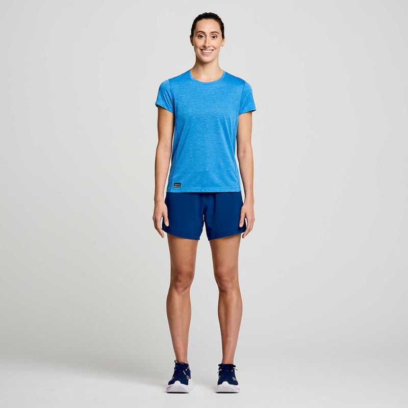 Saucony Stopwatch Short Sleeve Bluelight Heather | 804962-HUI