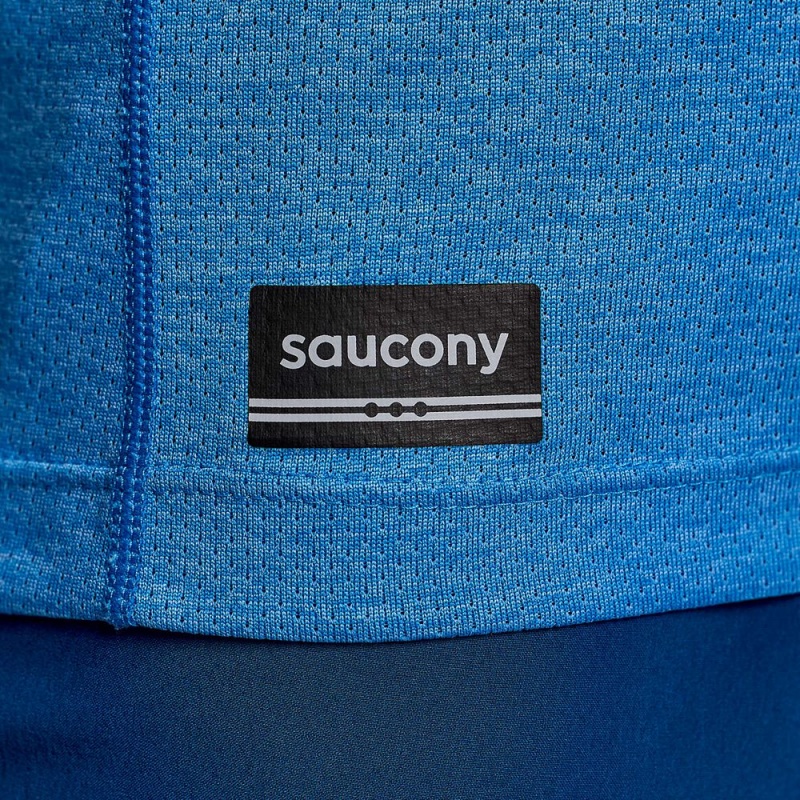 Saucony Stopwatch Short Sleeve Bluelight Heather | 804962-HUI