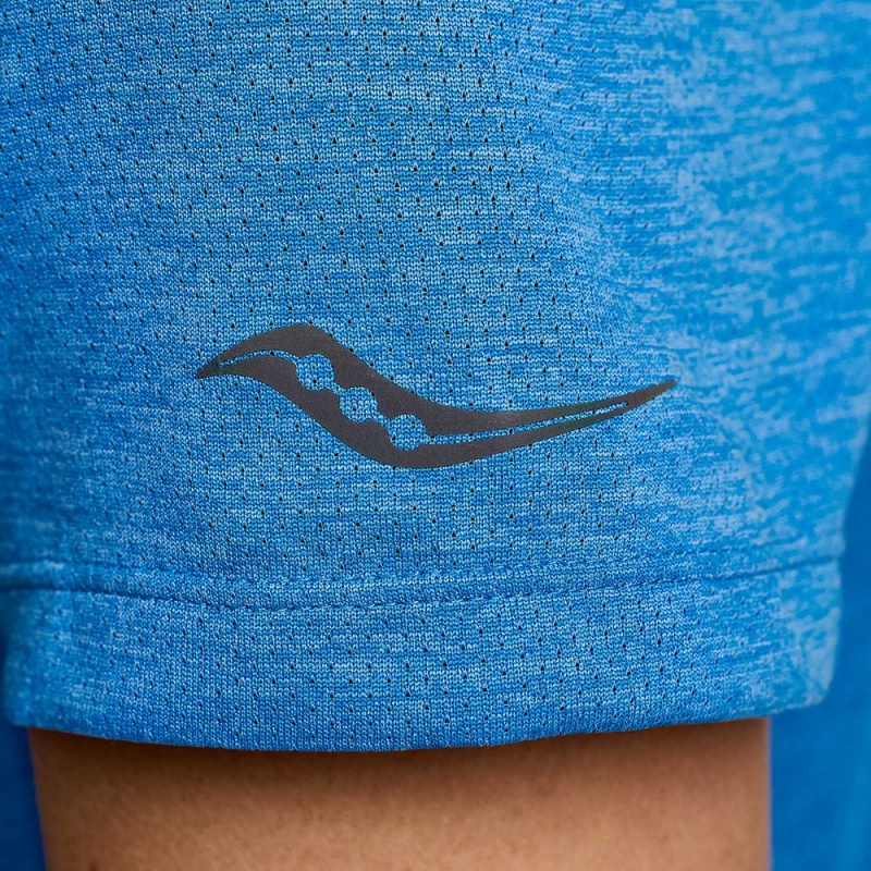 Saucony Stopwatch Short Sleeve Bluelight Heather | 804962-HUI