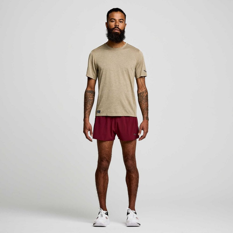 Saucony Stopwatch Short Sleeve Coffee Heather | 673259-NVH