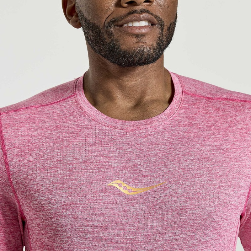 Saucony Stopwatch Short Sleeve Flame Quartz Heather | 168935-EIP