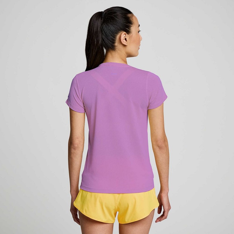 Saucony Stopwatch Short Sleeve Grape Heather | 709134-NWM