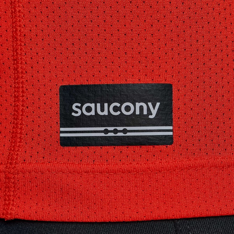 Saucony Stopwatch Short Sleeve Infrared | 349716-UNH