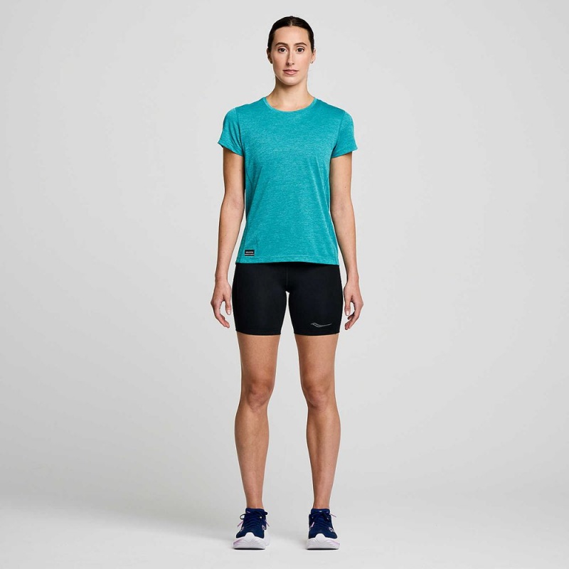 Saucony Stopwatch Short Sleeve Ink Heather | 710298-IOE