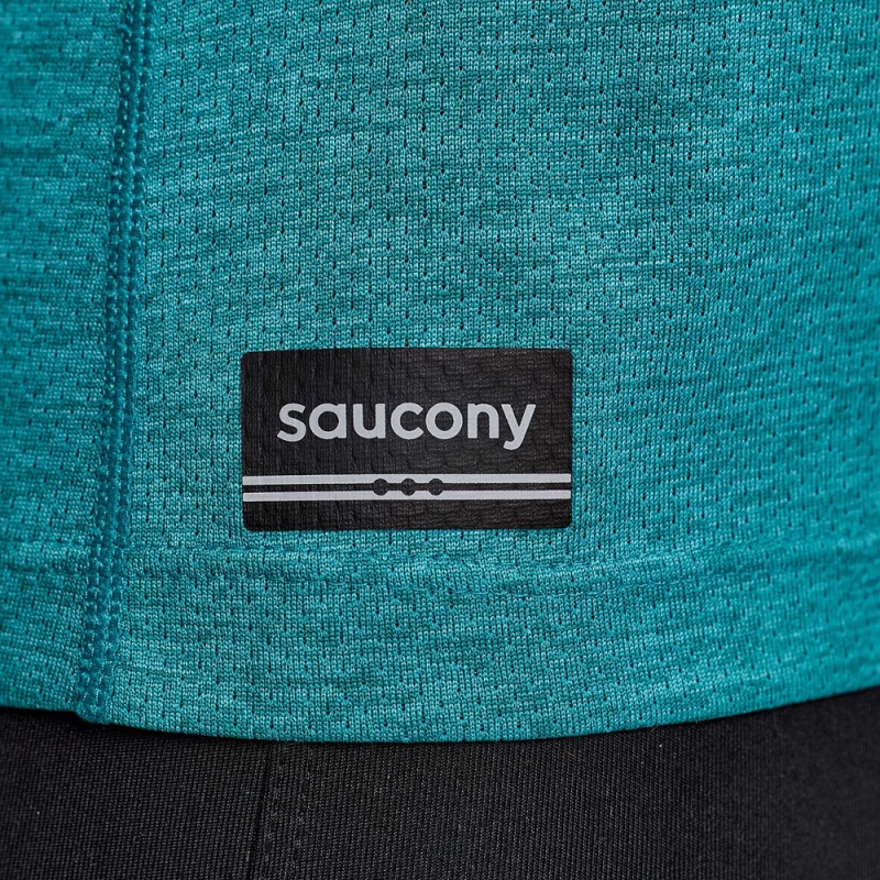 Saucony Stopwatch Short Sleeve Ink Heather | 710298-IOE