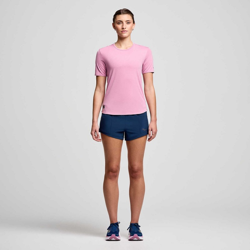 Saucony Stopwatch Short Sleeve Orchid Heather | 409517-VFD