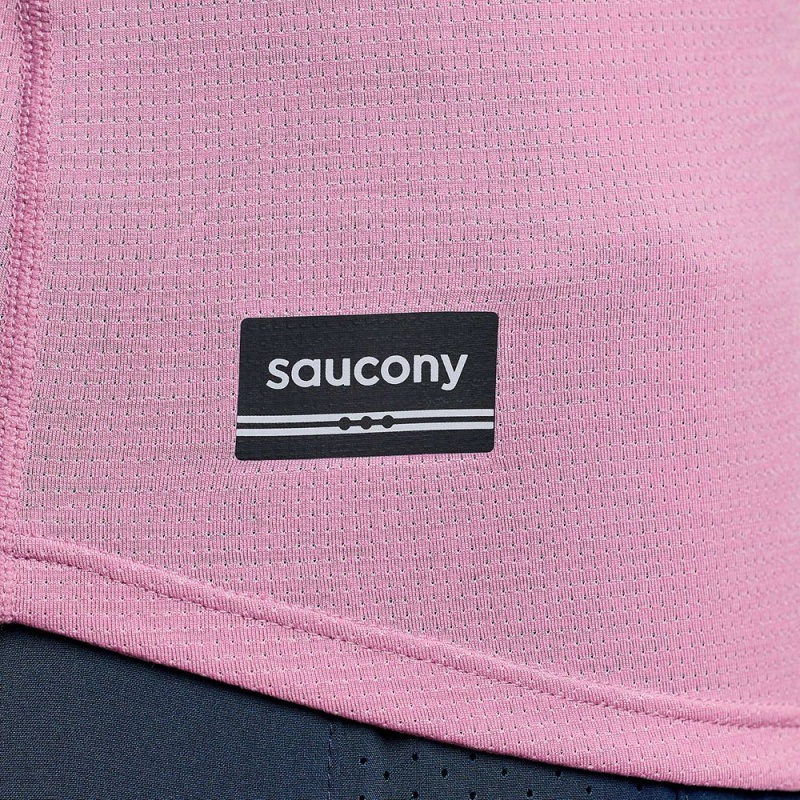 Saucony Stopwatch Short Sleeve Orchid Heather | 409517-VFD