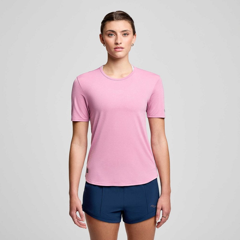 Saucony Stopwatch Short Sleeve Orchid Heather | 409517-VFD