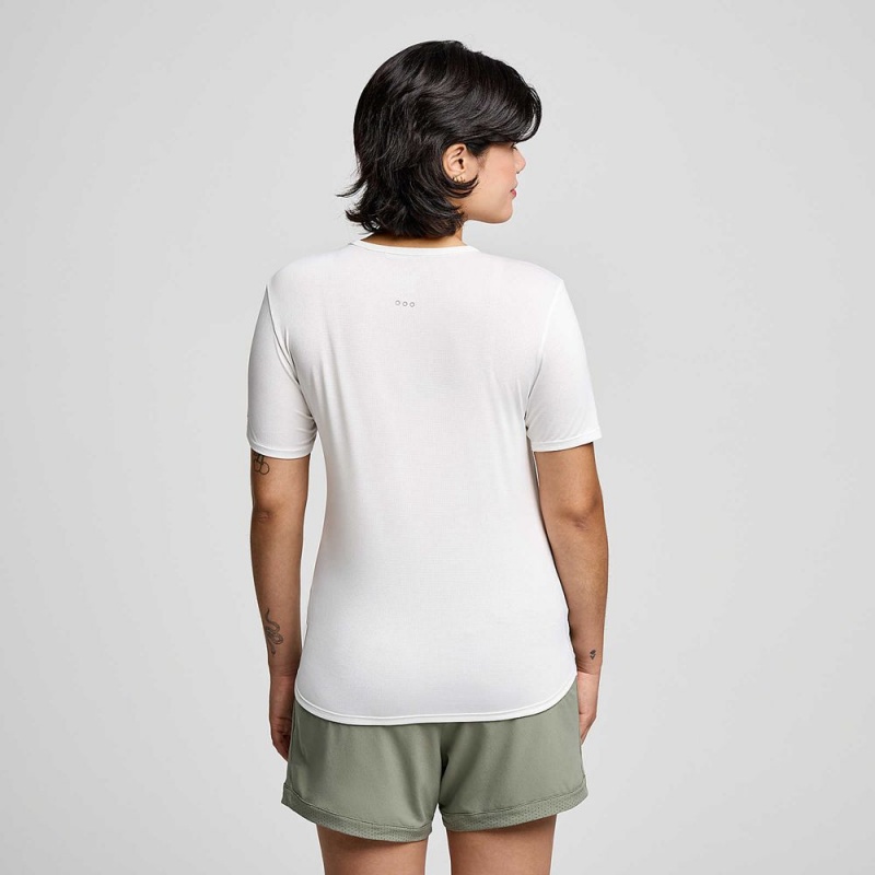 Saucony Stopwatch Short Sleeve White | 042163-WCQ