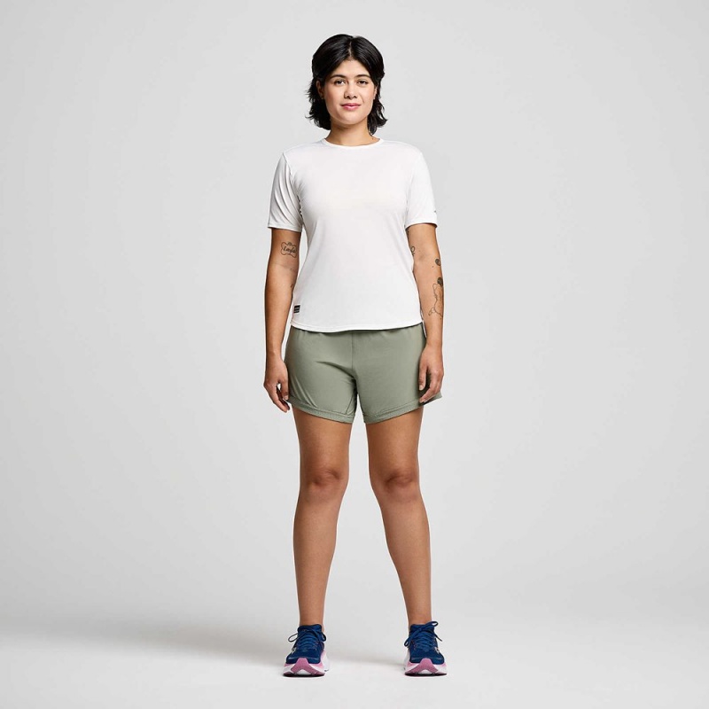 Saucony Stopwatch Short Sleeve White | 042163-WCQ