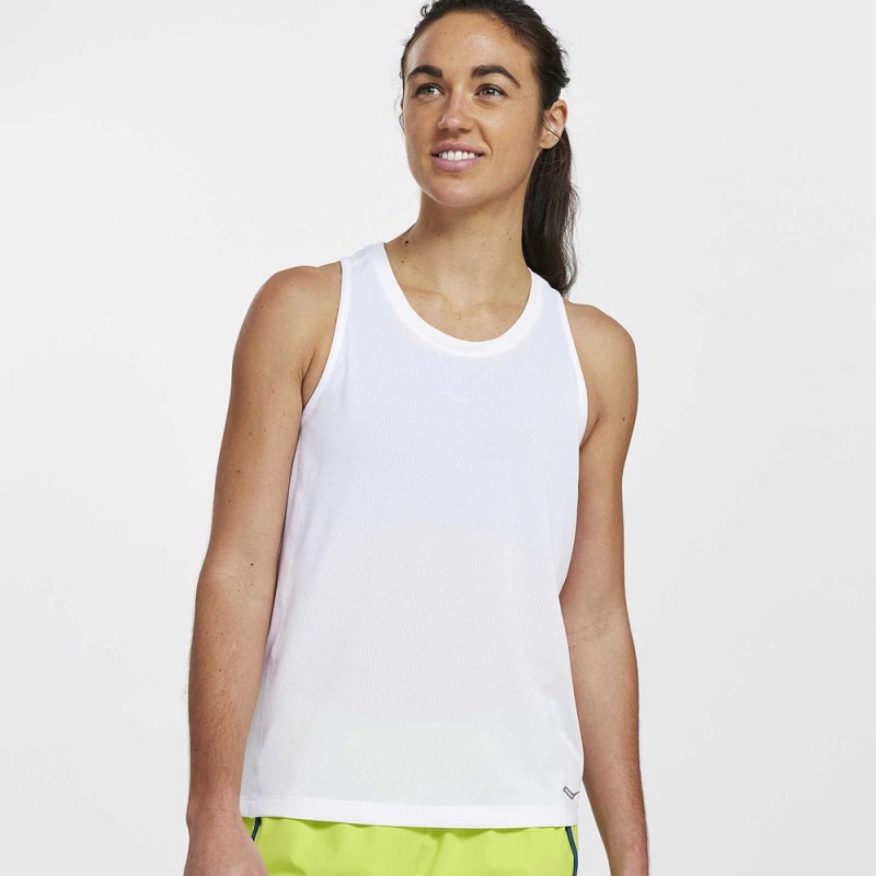 Saucony Stopwatch Singlet White | 071849-GNA