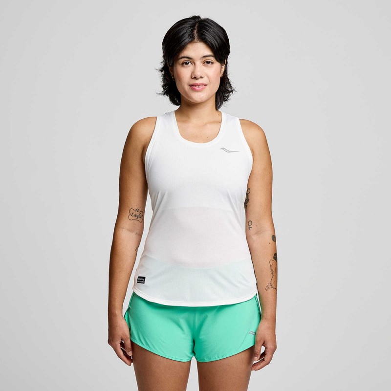 Saucony Stopwatch Singlet White | 932857-MJG