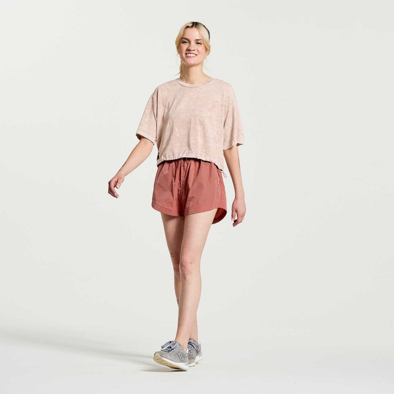 Saucony Unwind Crop Short Sleeve Sepia Rose | 530214-OBL