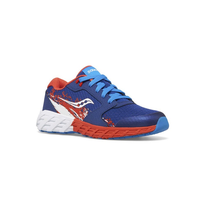 Saucony Wind 2.0 Lace Sneaker Navy/Red/White | 253109-XRQ